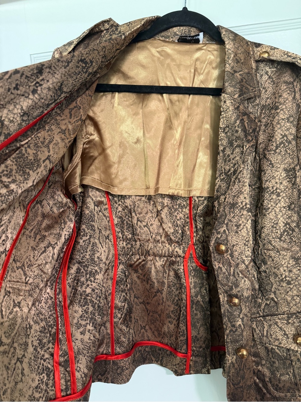 Joan Rivers QVC Vintage Y2K Gold and Black Shimmery Snakeskin Blazer XL - Picture 6 of 9